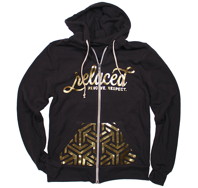 Classic Hoodie with gold foil on Eco-Fleece true black