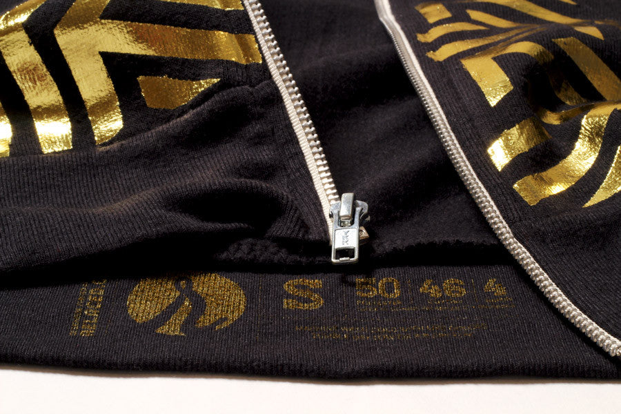 Black hoodie gold zipper Clearance