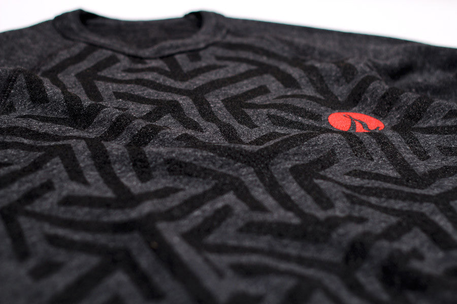 Black Relaced custom pattern on vintage charcoal black sweatshirt
