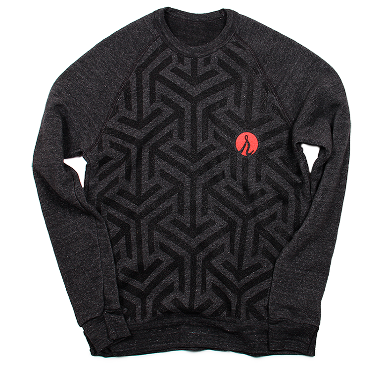 Pattern sweatshirt in infrared and black on vintage heather black