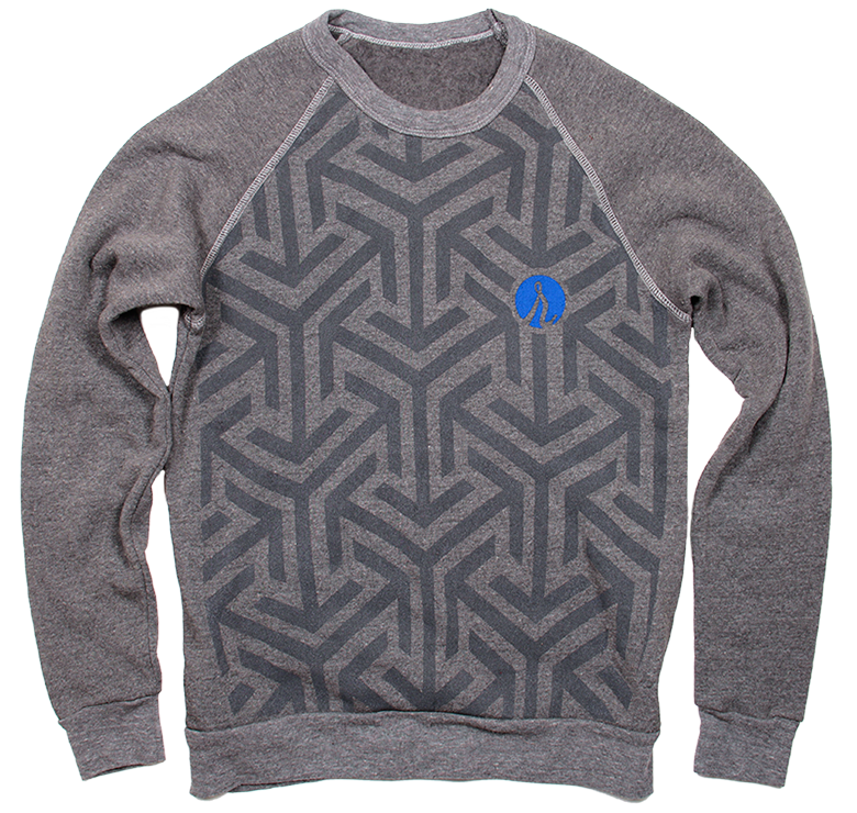 Pattern sweatshirt in royal blue and cool grey on premium heather grey