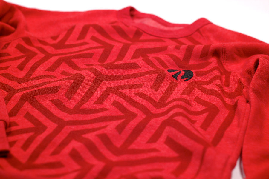 Oversized red pattern print on eco heather red sweatshirt