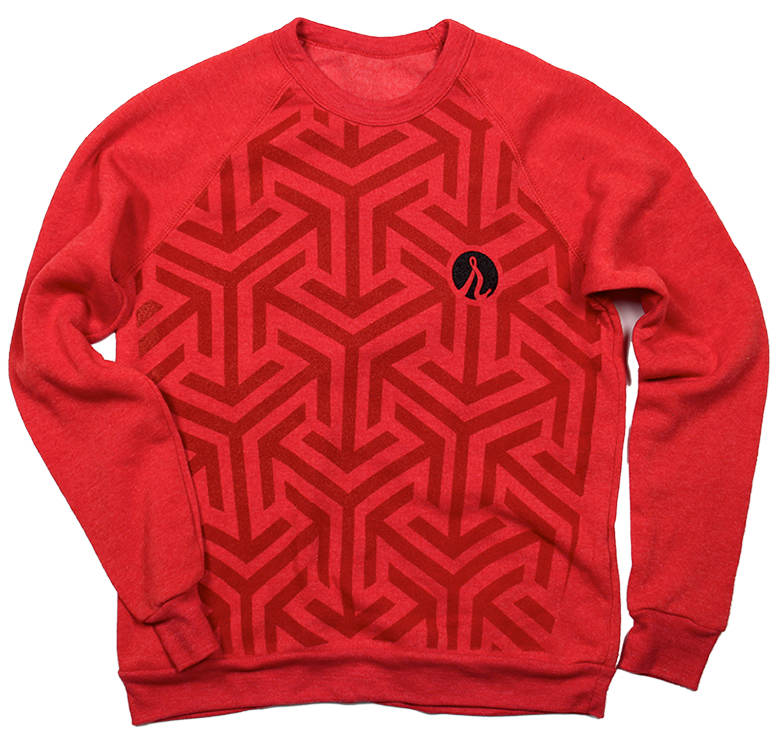 Pattern sweatshirt in red and black on eco heather red